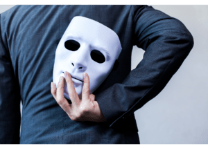 Mask being held ready for disguise
