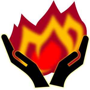 Hands holding fire