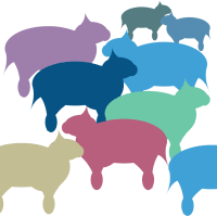 Cartoon image of a herd of animals