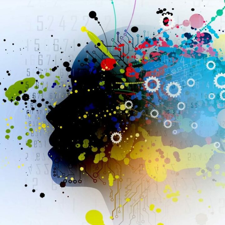 A head being exposed to lots of information