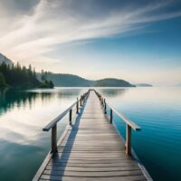 A pier extending out over calm water