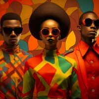3 people high fashion clothing