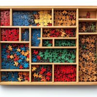 lots of jigsaw pieces sorted in different groups