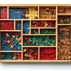 lots of jigsaw pieces sorted in different groups