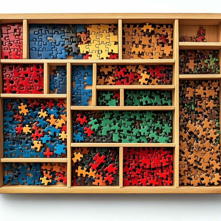 lots of jigsaw pieces sorted in different groups