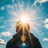 A young doctor looking to the sun
